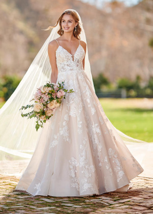 Beaded Ivory Lace Tulle Cross Back Wedding Dress